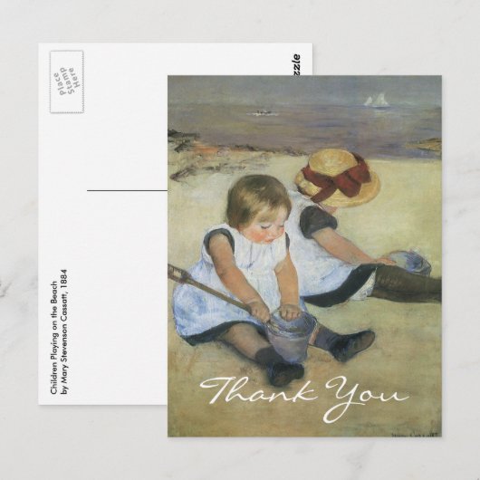 Cassatt's kinderen spelen op het strand briefkaart (Voorkant / Achterkant)