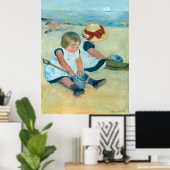 Cassatt's kinderen spelen op het strand poster (Thuiskantoor)