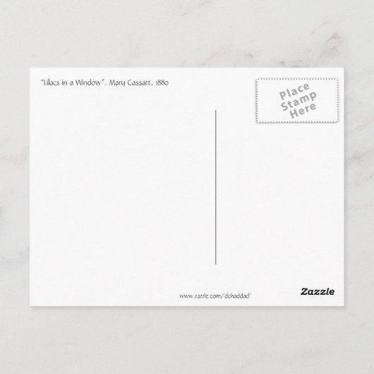 Cassatt's "Lilacs in a Window" Briefkaart (Achterkant)