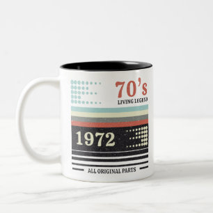  Cassete 1972 50th Birthday Gift Tweekleurige Koffiemok