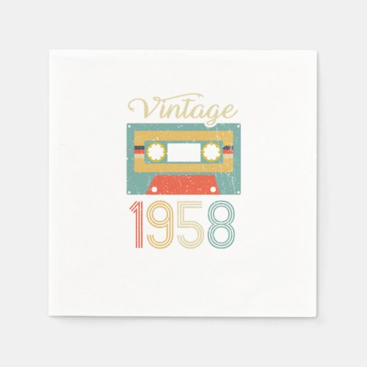  cassette 1958 64th Birthday 64 Years Gift Servet (Voorkant)