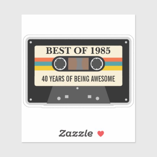 Cassette 80's Theme 40th 50th 60th Verjaardagsfees Sticker (Vel)