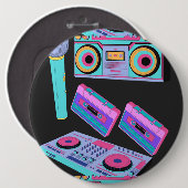 CASSETTE , AUDIO STIJL SJABLOON KNOP RONDE BUTTON 6,0 CM (Voorkant /achterkant)