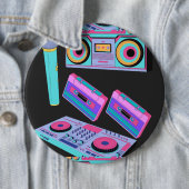 CASSETTE , AUDIO STIJL SJABLOON KNOP RONDE BUTTON 6,0 CM (In situ)