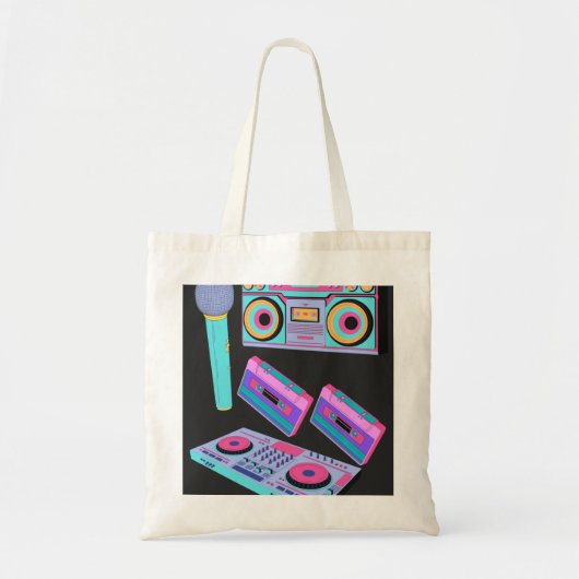 CASSETTE, AUDIO STIJLE SJABLOON TOTE BAG (Voorkant)
