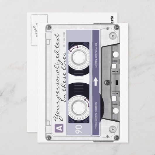 Cassette-band - grijs - briefkaart (Voorkant / Achterkant)