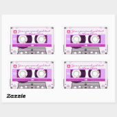 Cassette band - roze - rechthoekige sticker (Vel)
