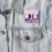 Cassette band - roze - vierkante button 5,1 cm (In situ)