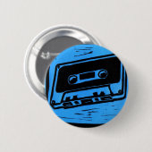 cassette blauwe knop ronde button 5,7 cm (Voorkant /achterkant)