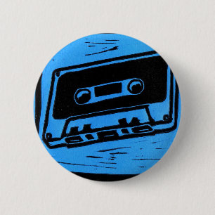 cassette blauwe knop ronde button 5,7 cm