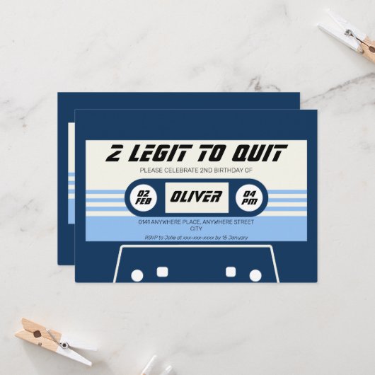  cassette boy tweede verjaardag kaart (Voorkant / Achterkant in situ)