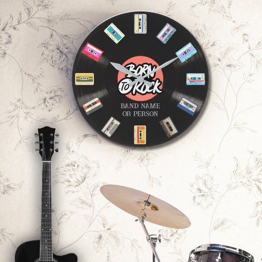 Cassette en grammofoonplaat grote klok