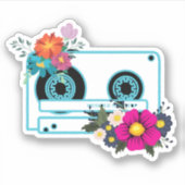  Cassette en waterverf bloemetjes Sticker (Voorkant)
