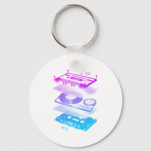 Cassette Explosion Uitzicht - Music Tape Retro DJ Sleutelhanger (Voorkant)