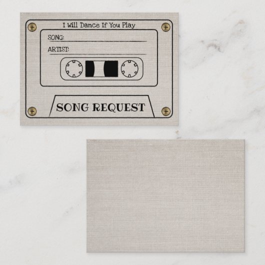 Cassette Huwelijkslied Verzoek Elegante Linen Inle Informatiekaartje (Voorkant / Achterkant)