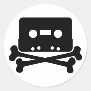 Cassette Jolly Roger Ronde Sticker