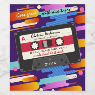 Cassette mix tape 80s retro gepersonaliseerde zelf wijn etiket