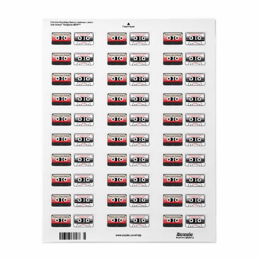 Cassette Mix Tape Address Return Label (Full Sheet)
