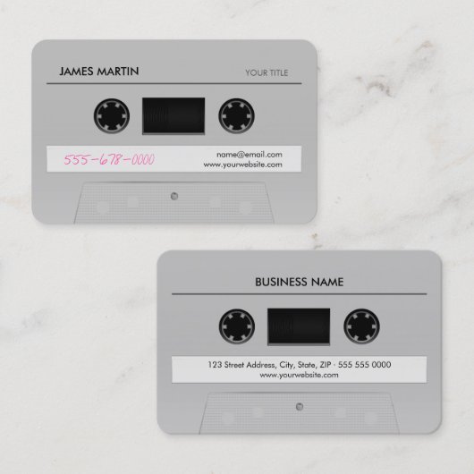 Cassette Mix Tape Retro Cool Music Visitekaartje (Voorkant / Achterkant)