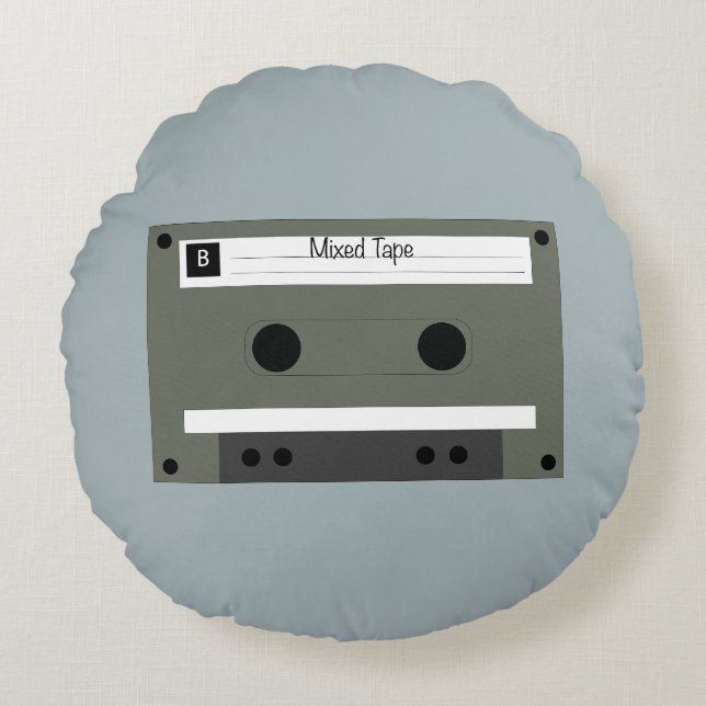 Cassette, Mixed Tape Rond Kussen (Voorkant)