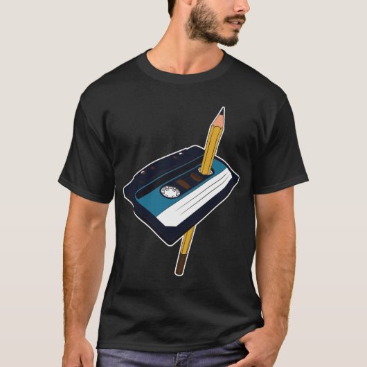 Cassette Pencil Audiocassette Mixtape Gift T-shirt (Voorkant)