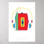 Cassette | Pop art. Poster 70 en 80 | Citaat<br><div class="desc">"Muziek heeft geen vervaldatum" 60's 80's Retro poster van 70 - minimalistische Cassettebandje Player Walkman. Ziet er geweldig uit in een zwart lijst. Volg me op Instagram of Facebook of abonneer updates op TakaraBeech.com ... Ik zou graag verbinding met je maken. Deel je nieuwe kunstwerk op sociale media en label...</div>