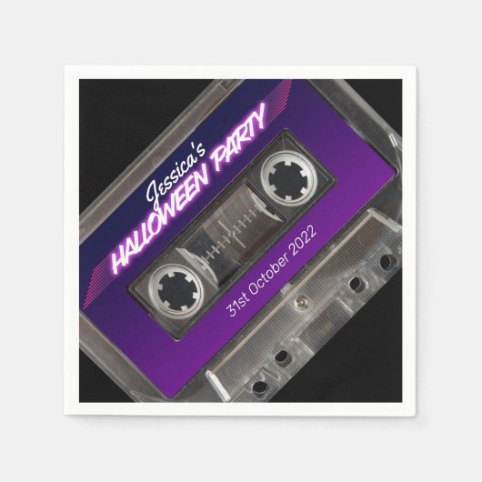 Cassette Retro 80s met een bekende Mixtapehallowee Servet (Voorkant)