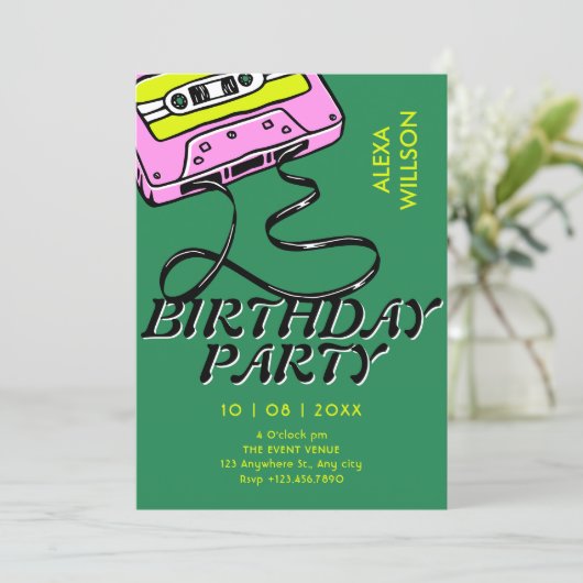 Cassette retro birthday kaart (Staand voorkant)