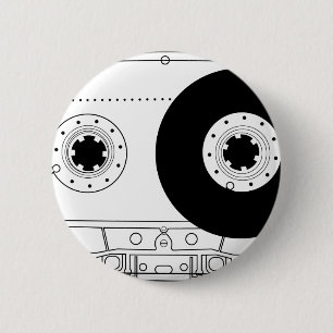cassette retro grafisch  t-shirt casette ronde button 5,7 cm