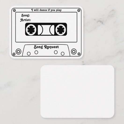 Cassette Song Request Wedding Invitation Insert Informatiekaartje (Voorkant / Achterkant)