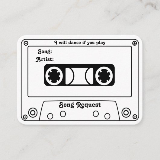 Cassette Song Request Wedding Invitation Insert Informatiekaartje (Voorkant)