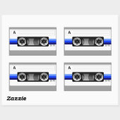 Cassette tape blauw label sticker (Vel)