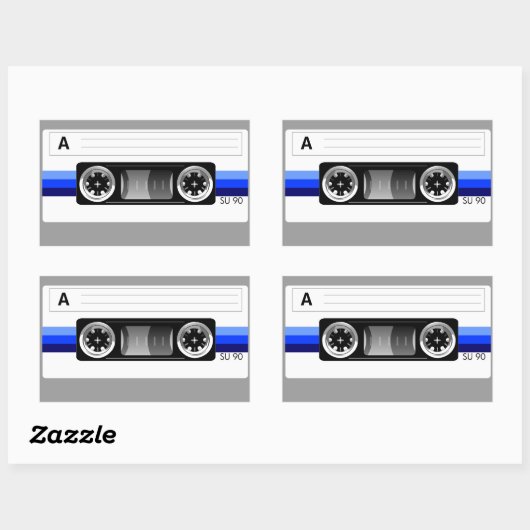 Cassette tape blauw label sticker (Vel)