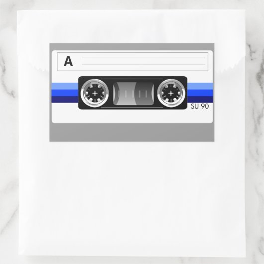 Cassette tape blauw label sticker (Tas)