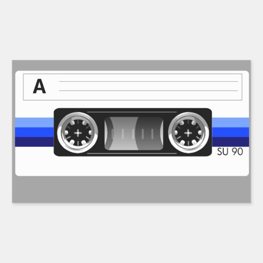 Cassette tape blauw label sticker (Voorkant)