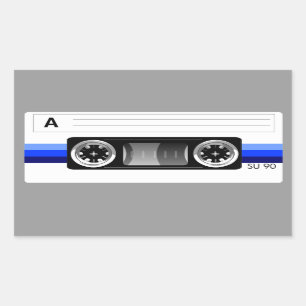 Cassette tape blauw label sticker