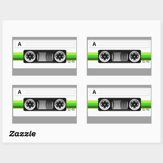 Cassette tape groen label sticker (Vel)
