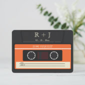  cassette tape nummer verzoek RSVP bruiloft Informatiekaartje (Staand voorkant)