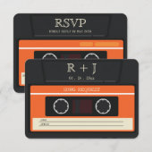 cassette tape nummer verzoek RSVP bruiloft Informatiekaartje (Voorkant / Achterkant)