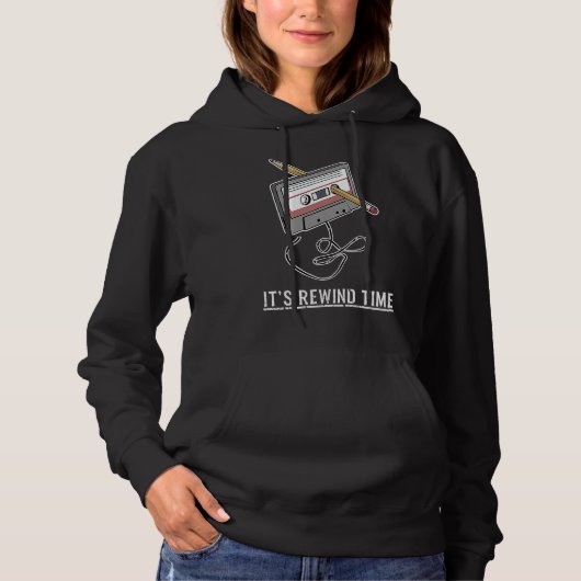 Cassette Tape Rewind Time Retro Music Hoodie (Voorkant)