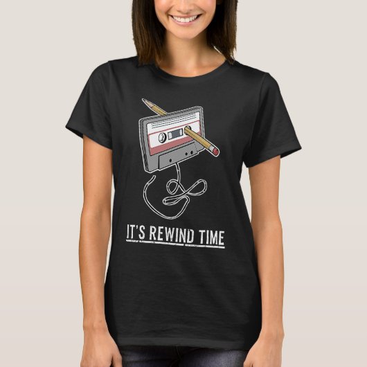 Cassette Tape Rewind Time Retro Music T-shirt (Voorkant)