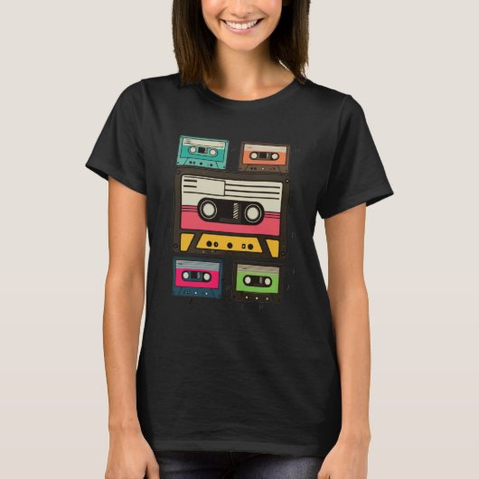 Cassette Tapes Mixtapes 1980s Radio Music Graphic T-shirt (Voorkant)