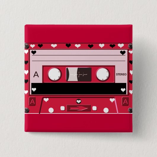 Cassette van liefde_ vierkante button 5,1 cm (Voorkant)