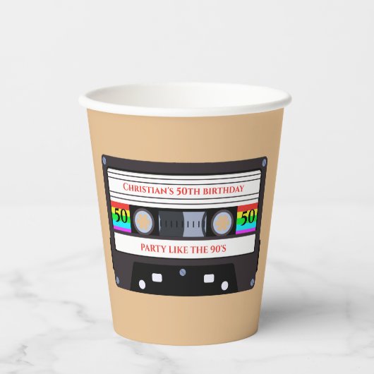  cassette verjaardag papieren bekers (Voorkant)