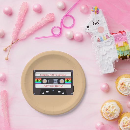 cassette verjaardag papieren bordje (Feest)