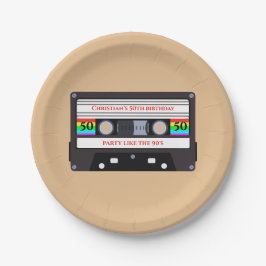  cassette verjaardag papieren bordje