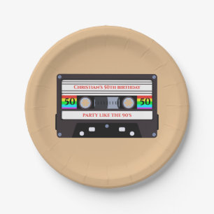 cassette verjaardag papieren bordje