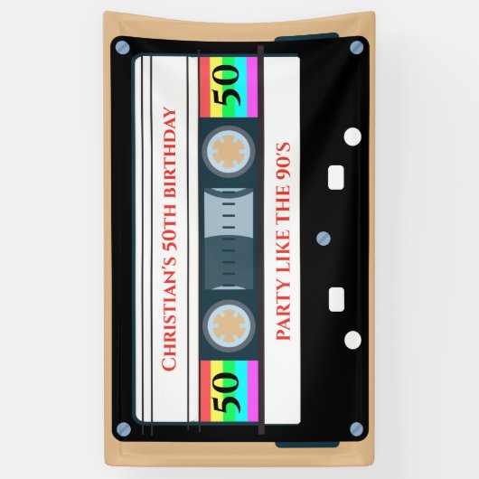 cassette verjaardag spandoek (Verticaal)