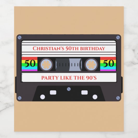 cassette verjaardag wijn etiket (Enkel label)