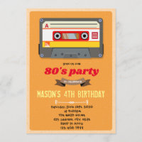 cassette verjaardagsthema-uitnodiging